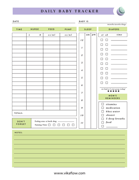 VikaFlow Daily Baby Log: Stay Organized & Track Your Baby’s Routine - Vika Flow